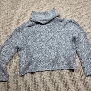 Mi‎ Ami by Francescas Sweater Womens Small Gray Sherpa Turtleneck Crop Pullover